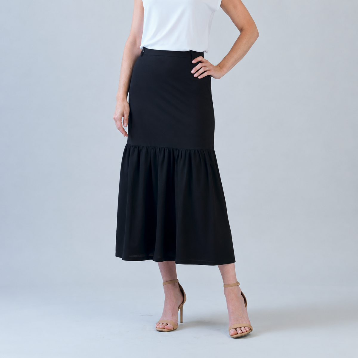 Clara Sunwoo Hot Sale - Linen Knit - Tie Waist Tiered Maxi Skirt - Black - Final Sale!