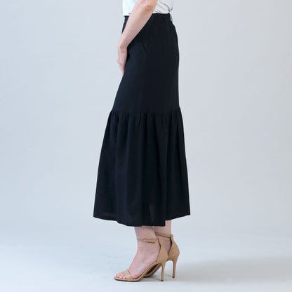 Clara Sunwoo Hot Sale - Linen Knit - Tie Waist Tiered Maxi Skirt - Black - Final Sale!