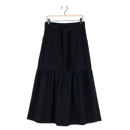Clara Sunwoo Hot Sale - Linen Knit - Tie Waist Tiered Maxi Skirt - Black - Final Sale!