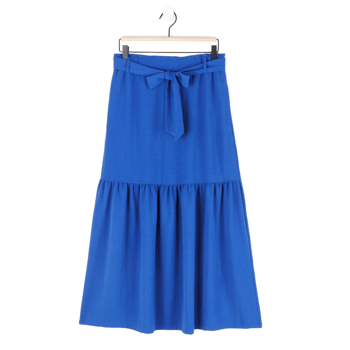 Clara Sunwoo Essential - Soft Textured Rayon - Tie Waist Tiered Maxi Skirt - Cobalt - Final Sale!