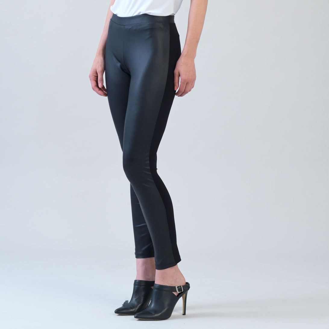 Clara Sunwoo Top Pick - Liquid Leather™ Sheen Two-Tone Legging - Black