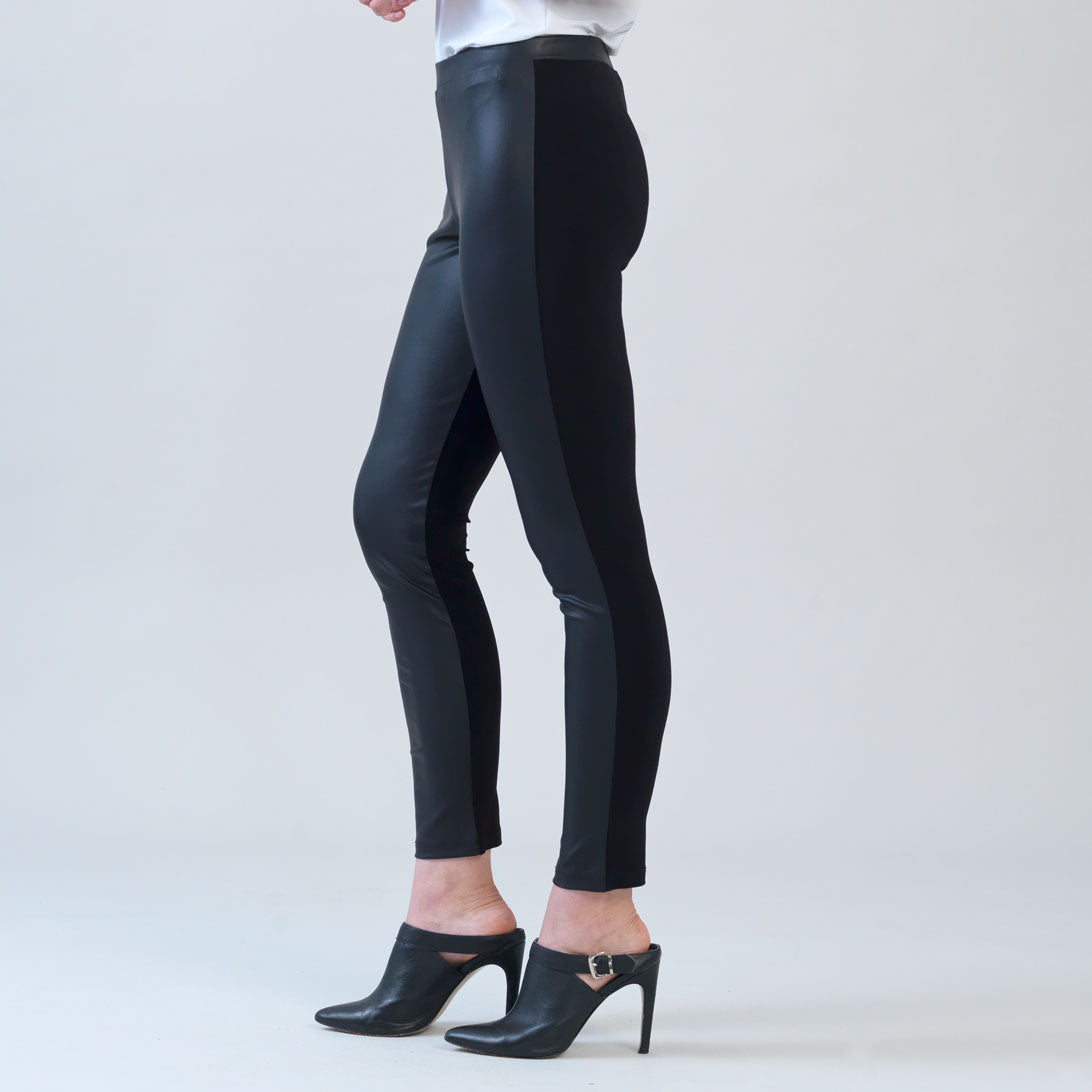 Clara Sunwoo Top Pick - Liquid Leather™ Sheen Two-Tone Legging - Black