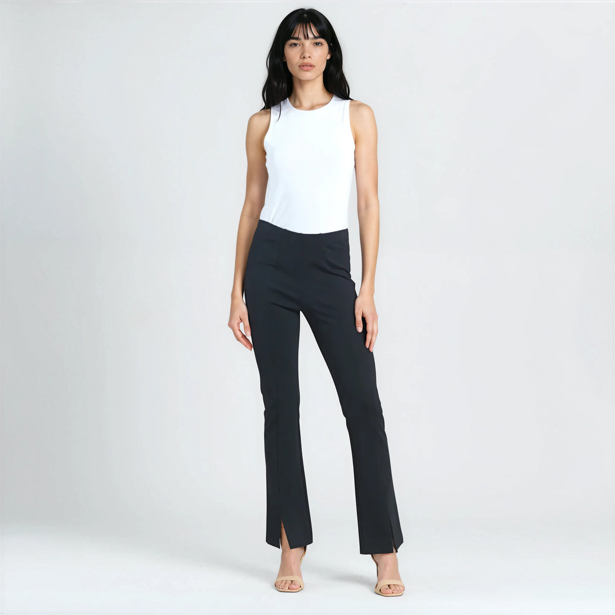 Clara Sunwoo Premium - Ponte Knit - Kick Front Slit Pant - Black