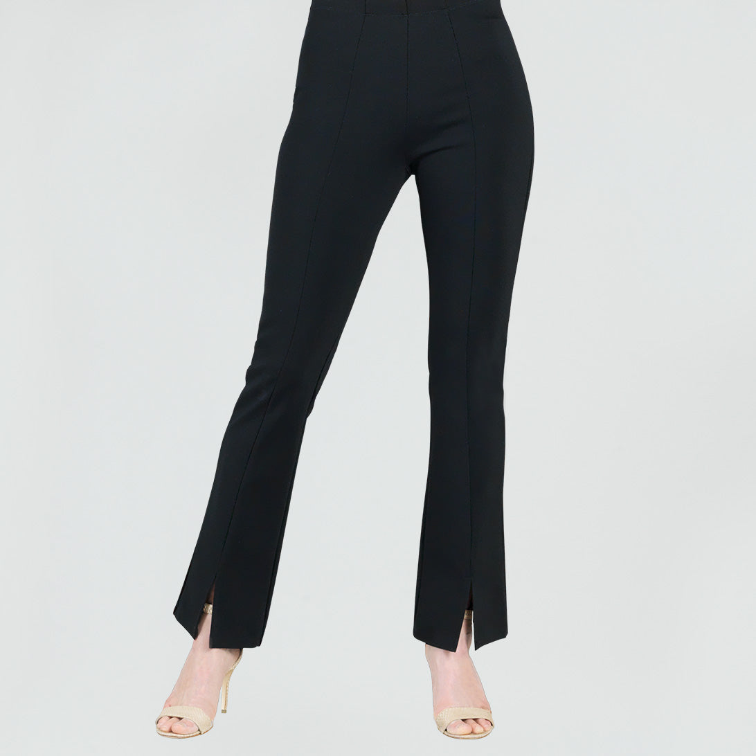 Clara Sunwoo Premium - Ponte Knit - Kick Front Slit Pant - Black