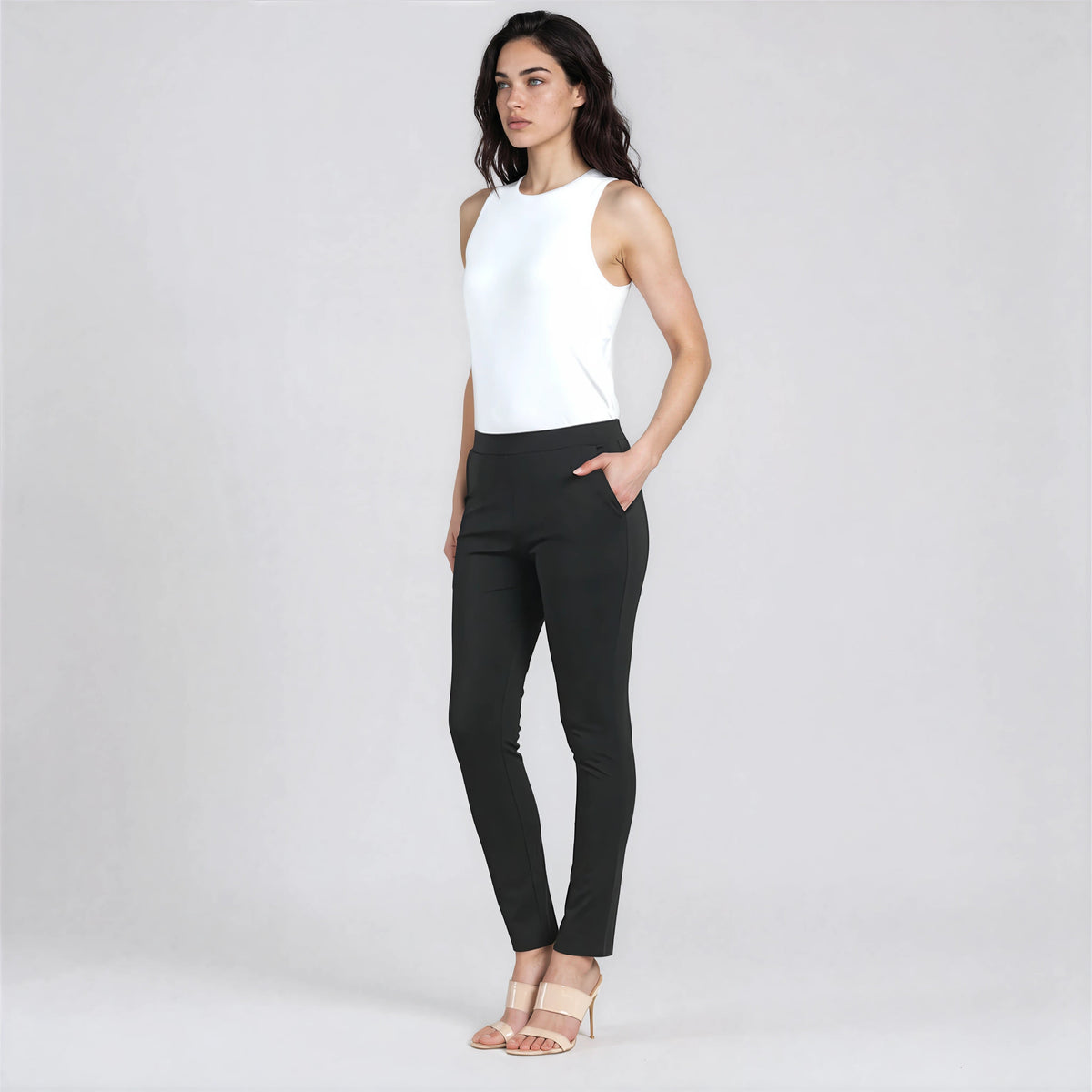 Clara Sunwoo Hot Sale - Rayon-Ponte Knit - Straight Leg Pocket Pant - Black - Final Sale