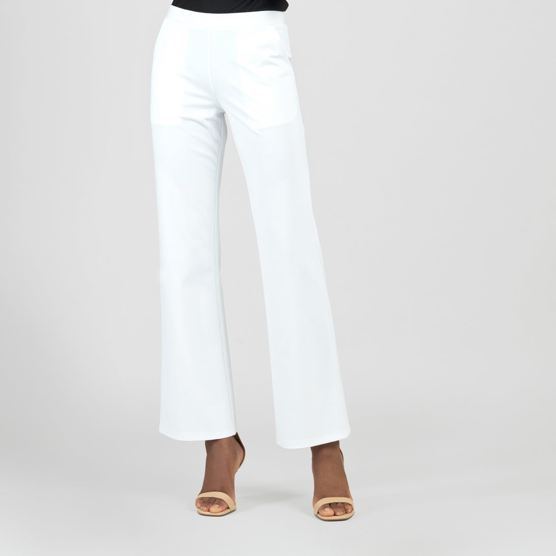Clara Sunwoo Classic - Rayon-Ponte Knit - Loose Leg Pocket Pant - White - Final Sale