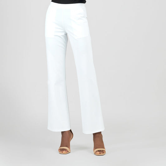 Clara Sunwoo Classic - Rayon-Ponte Knit - Loose Leg Pocket Pant - White - Final Sale