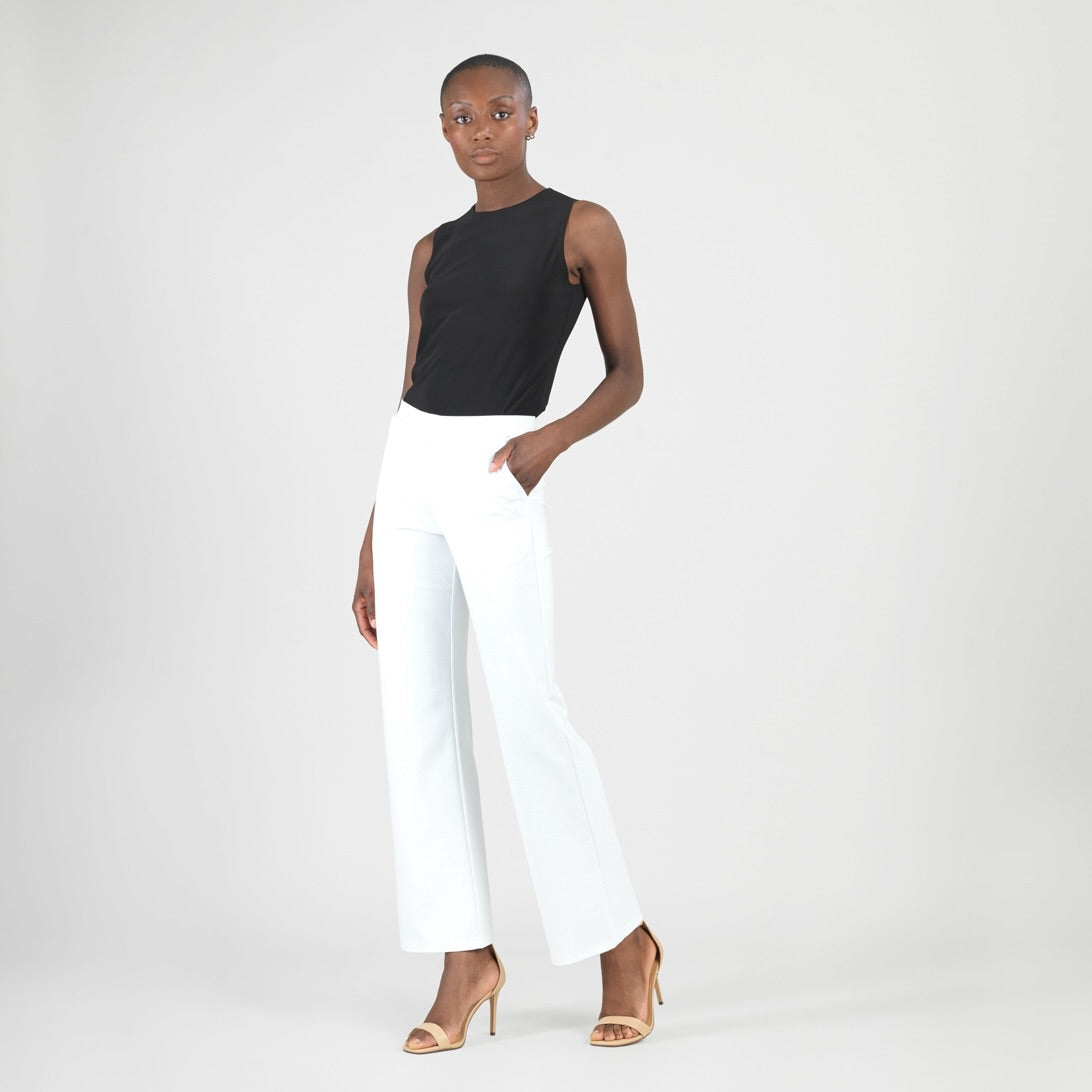 Clara Sunwoo Classic - Rayon-Ponte Knit - Loose Leg Pocket Pant - White - Final Sale