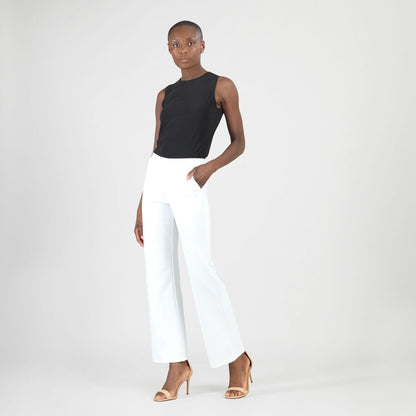 Clara Sunwoo Classic - Rayon-Ponte Knit - Loose Leg Pocket Pant - White - Final Sale