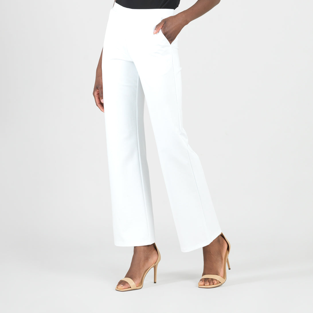 Clara Sunwoo Classic - Rayon-Ponte Knit - Loose Leg Pocket Pant - White - Final Sale