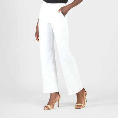 Clara Sunwoo Classic - Rayon-Ponte Knit - Loose Leg Pocket Pant - White - Final Sale