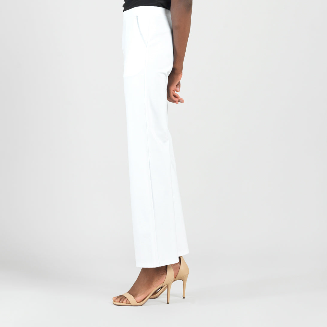 Clara Sunwoo Classic - Rayon-Ponte Knit - Loose Leg Pocket Pant - White - Final Sale