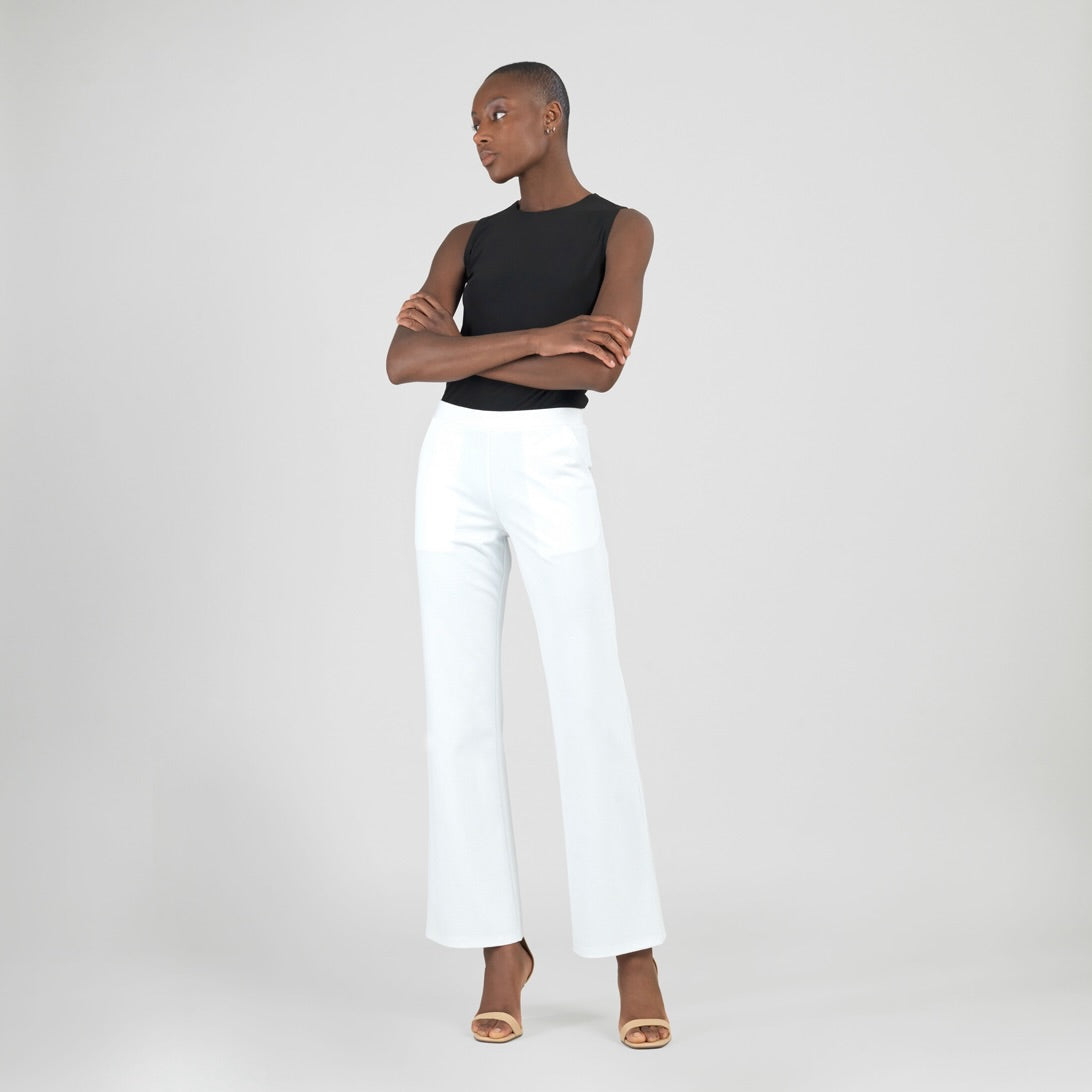 Clara Sunwoo Classic - Rayon-Ponte Knit - Loose Leg Pocket Pant - White - Final Sale