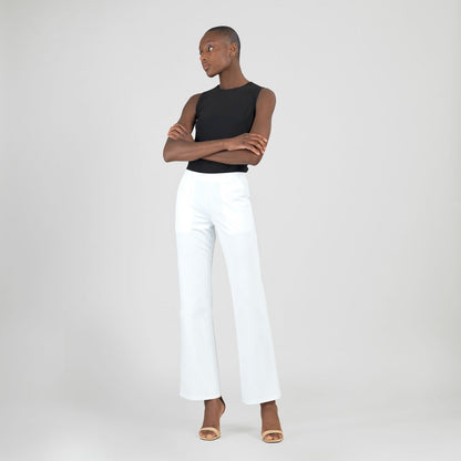 Clara Sunwoo Classic - Rayon-Ponte Knit - Loose Leg Pocket Pant - White - Final Sale