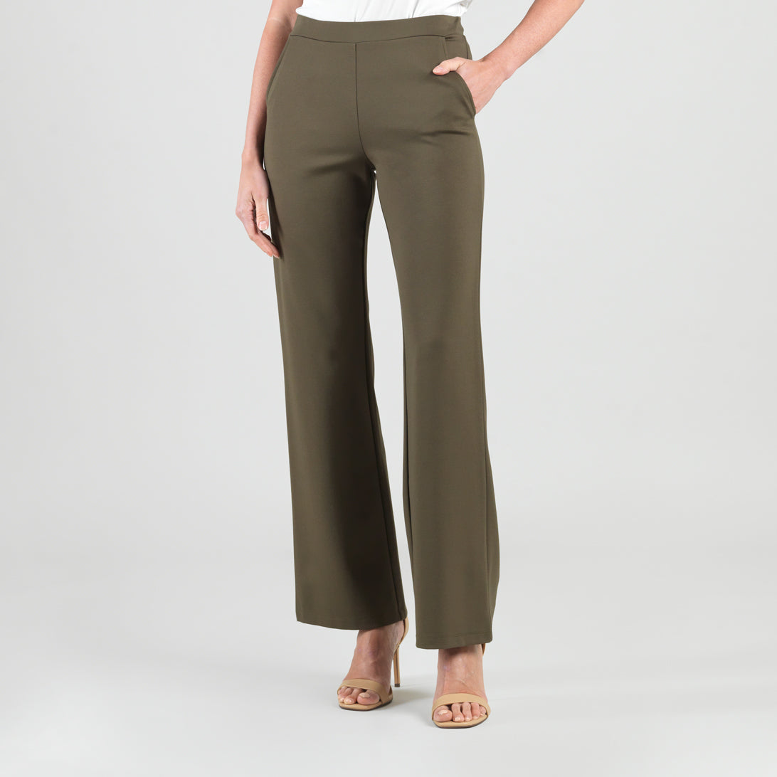 Clara Sunwoo Sale - Rayon-Ponte Knit - Loose Leg Pocket Pant - Olive