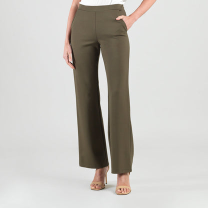 Clara Sunwoo Sale - Rayon-Ponte Knit - Loose Leg Pocket Pant - Olive