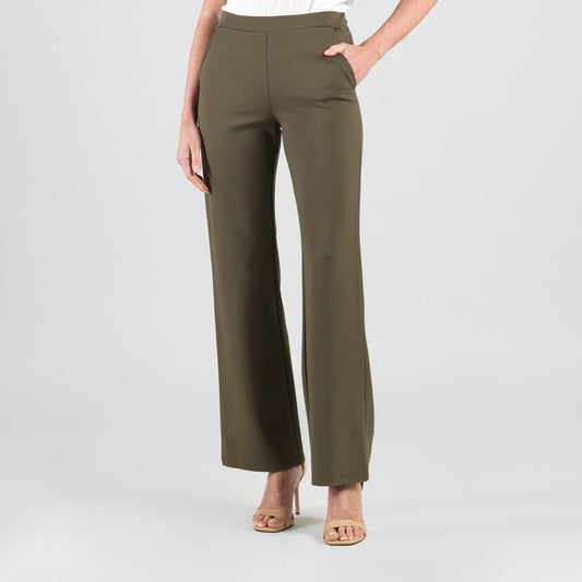 Clara Sunwoo Sale - Rayon-Ponte Knit - Loose Leg Pocket Pant - Olive
