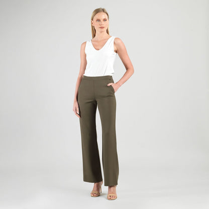 Clara Sunwoo Sale - Rayon-Ponte Knit - Loose Leg Pocket Pant - Olive