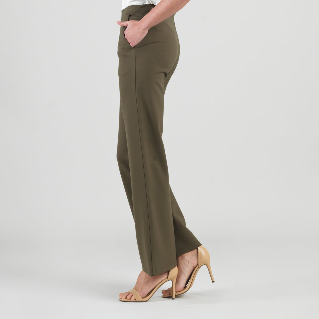 Clara Sunwoo Sale - Rayon-Ponte Knit - Loose Leg Pocket Pant - Olive