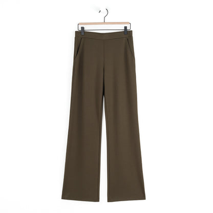 Clara Sunwoo Sale - Rayon-Ponte Knit - Loose Leg Pocket Pant - Olive