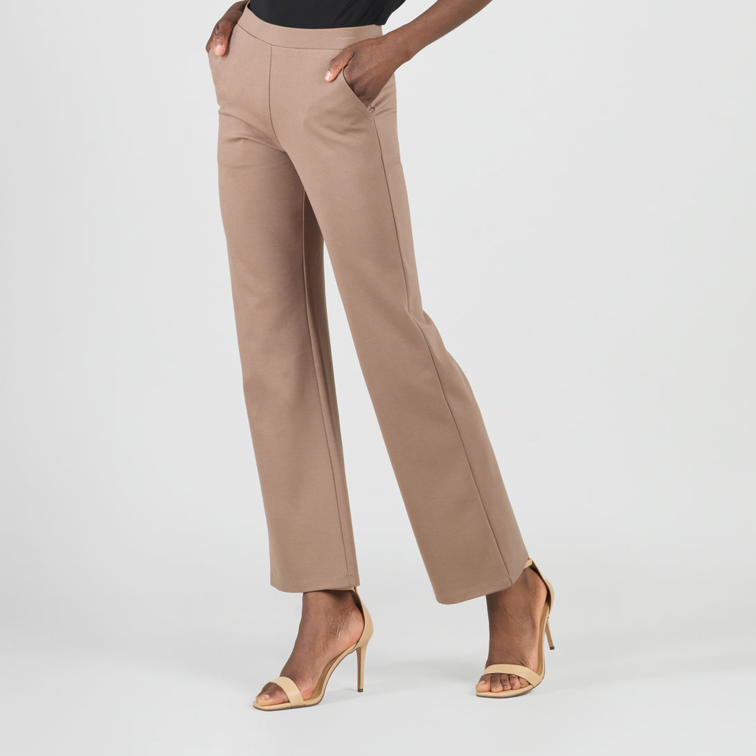 Clara Sunwoo Great Value - Rayon-Ponte Knit - Loose Leg Pocket Pant - Taupe - Limited Sizes