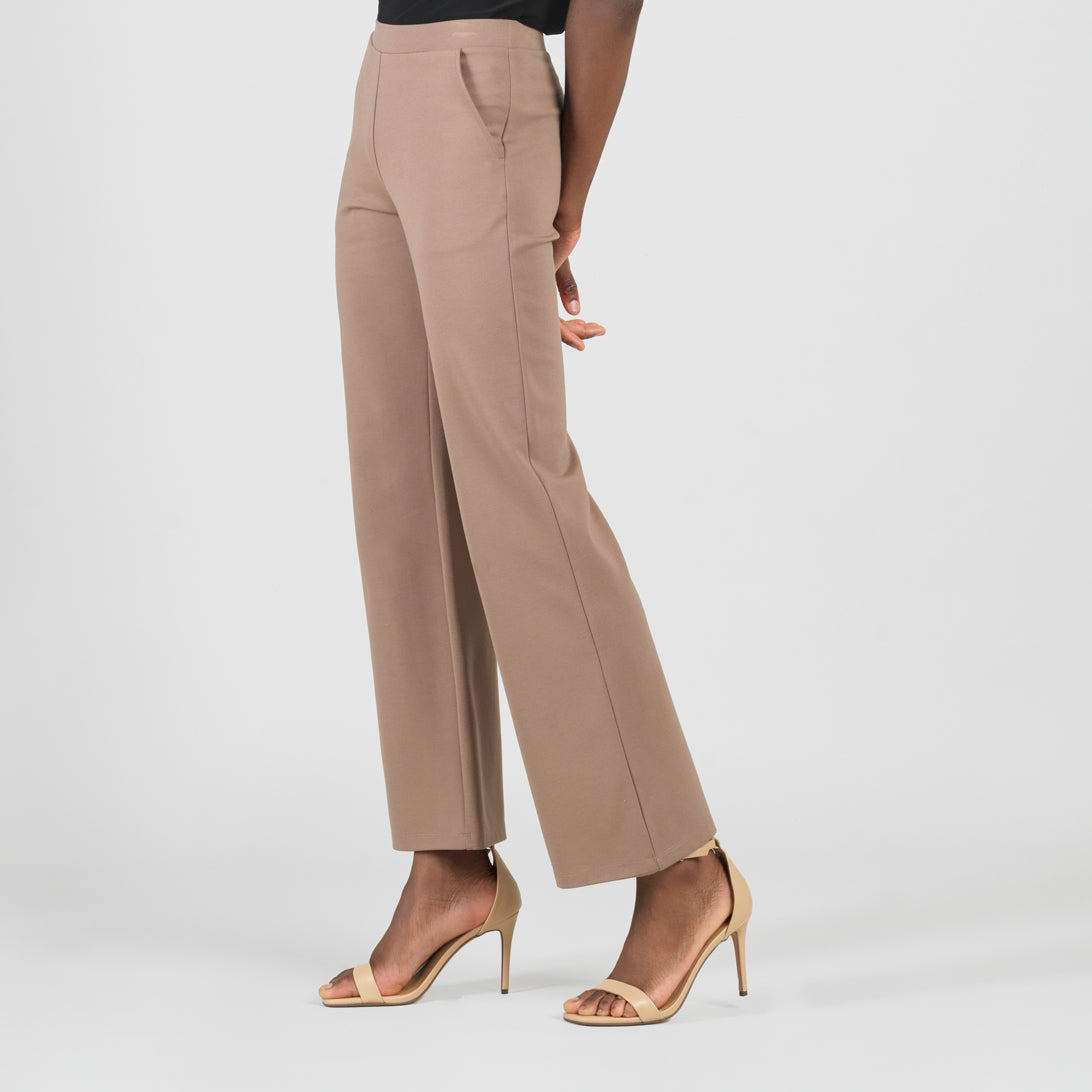 Clara Sunwoo Great Value - Rayon-Ponte Knit - Loose Leg Pocket Pant - Taupe - Limited Sizes
