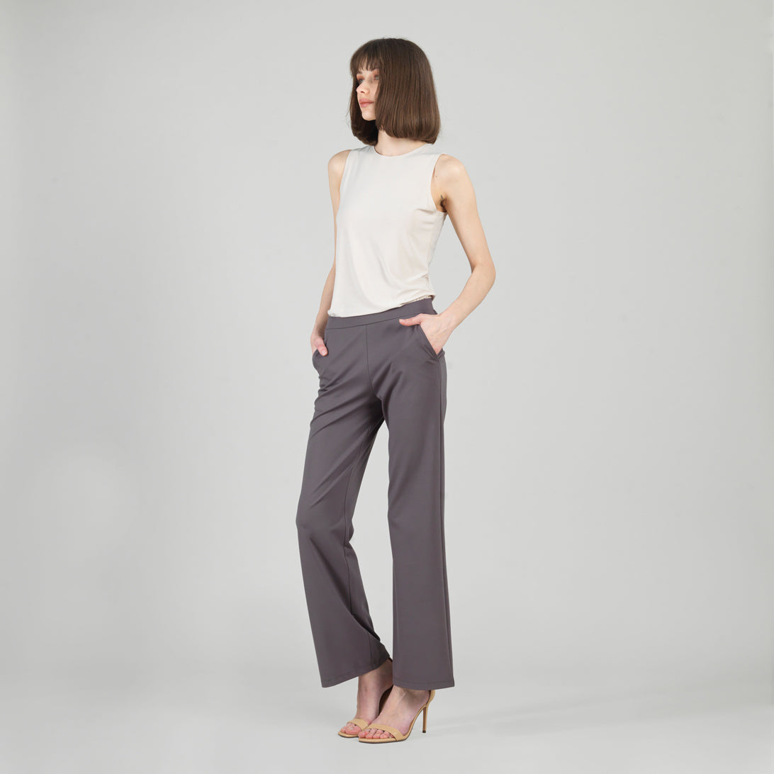 Clara Sunwoo Top Pick - Rayon-Ponte Knit - Loose Leg Pocket Pant - Mocha - Limited Sizes