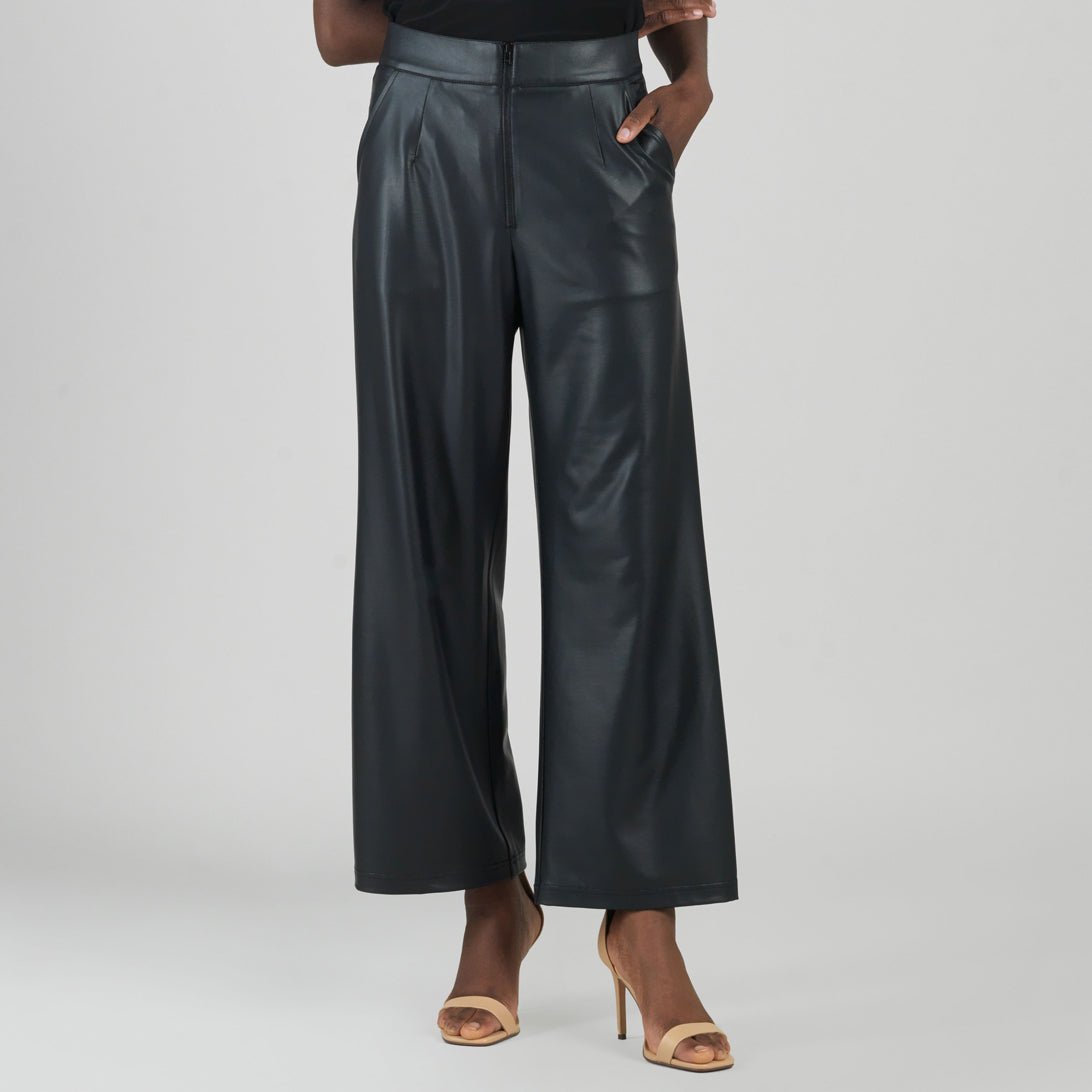 Clara Sunwoo Deals - Liquid Leather™ - Sheen Zip Closure Loose Leg Pocket Pant - Black