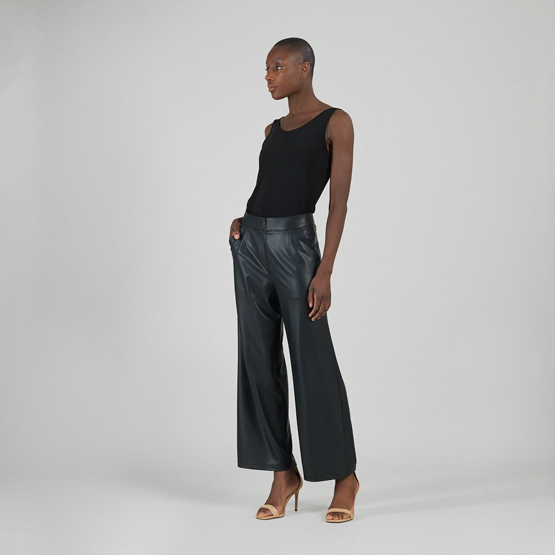 Clara Sunwoo Deals - Liquid Leather™ - Sheen Zip Closure Loose Leg Pocket Pant - Black