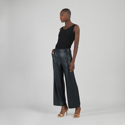 Clara Sunwoo Deals - Liquid Leather™ - Sheen Zip Closure Loose Leg Pocket Pant - Black