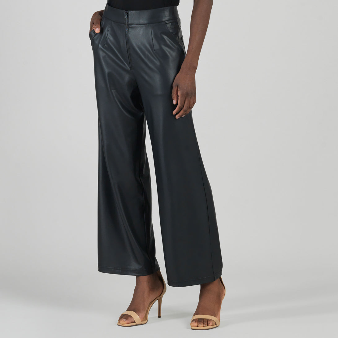 Clara Sunwoo Deals - Liquid Leather™ - Sheen Zip Closure Loose Leg Pocket Pant - Black