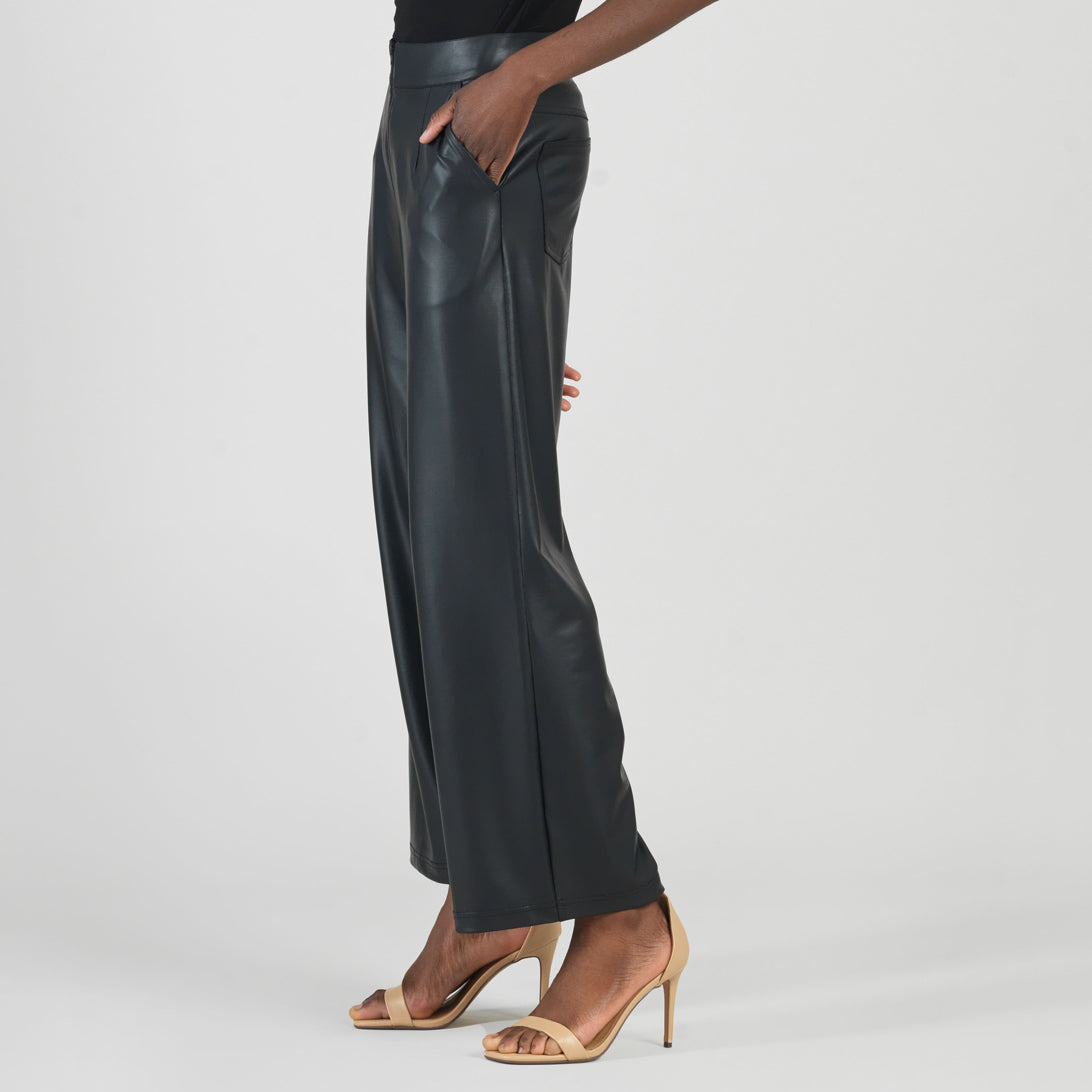 Clara Sunwoo Deals - Liquid Leather™ - Sheen Zip Closure Loose Leg Pocket Pant - Black