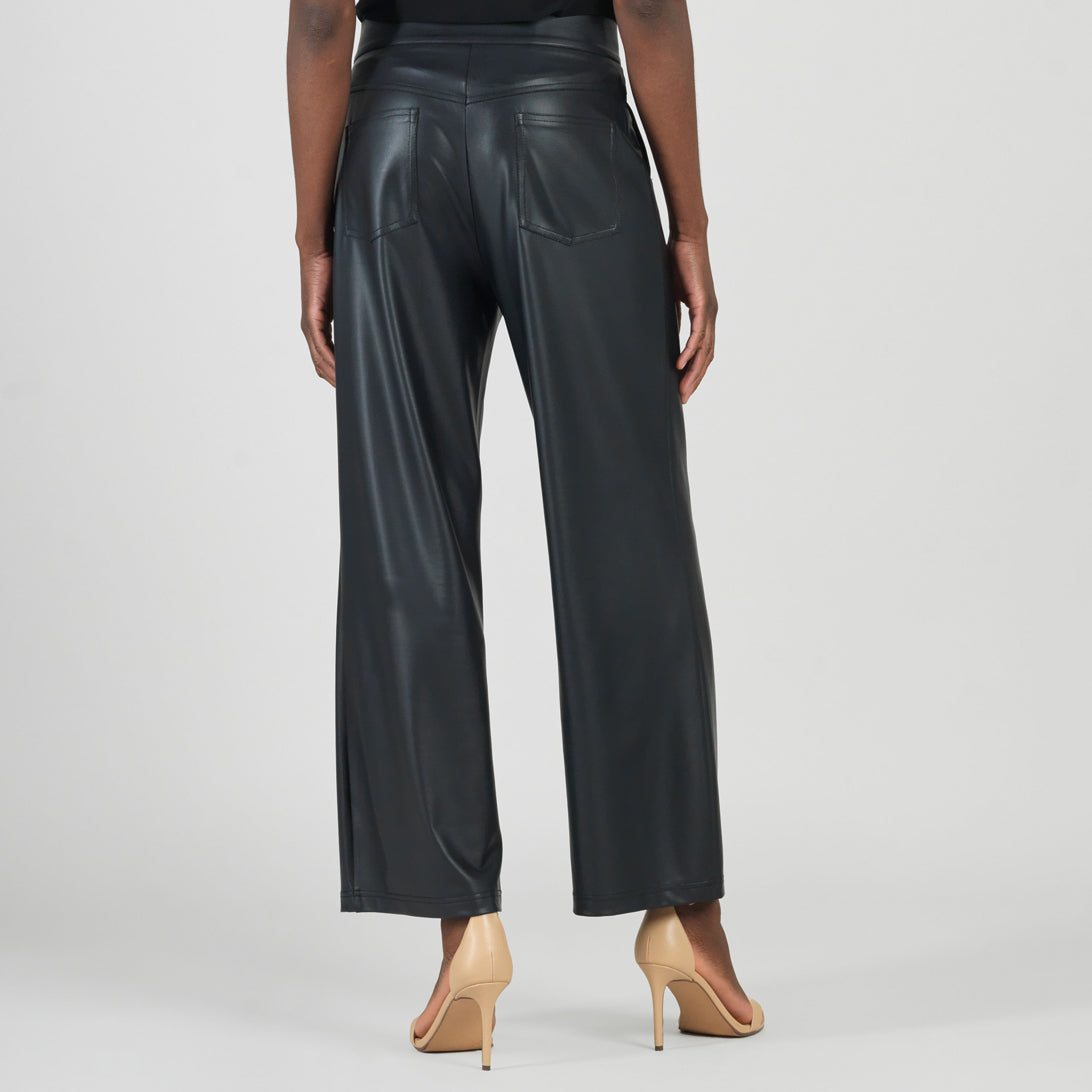 Clara Sunwoo Deals - Liquid Leather™ - Sheen Zip Closure Loose Leg Pocket Pant - Black
