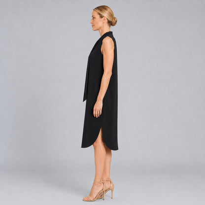 Clara Sunwoo Quality - V-Neck Tie Midi Dress - Black