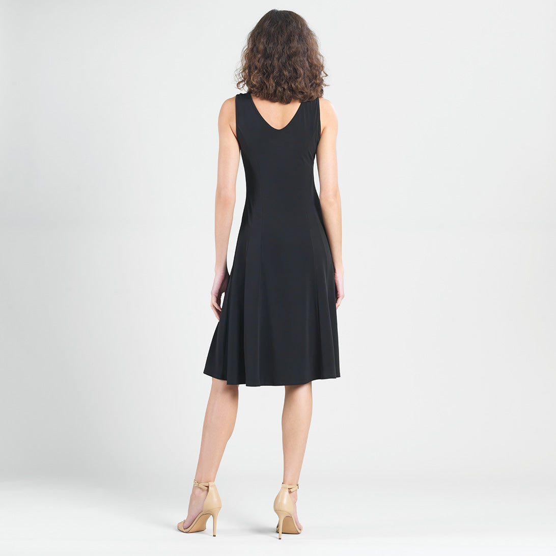 Clara Sunwoo Premium - Sleeveless V-Neck Flared Dress - Black