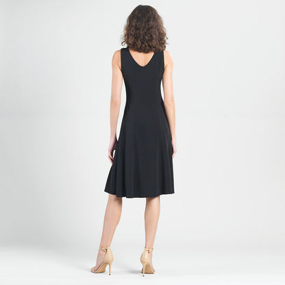 Clara Sunwoo Premium - Sleeveless V-Neck Flared Dress - Black