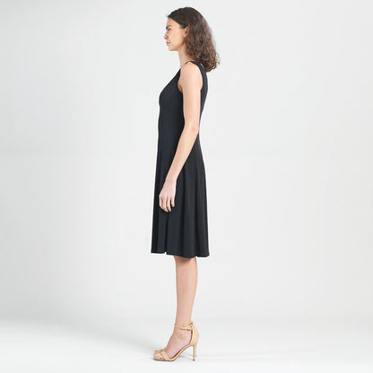 Clara Sunwoo Premium - Sleeveless V-Neck Flared Dress - Black