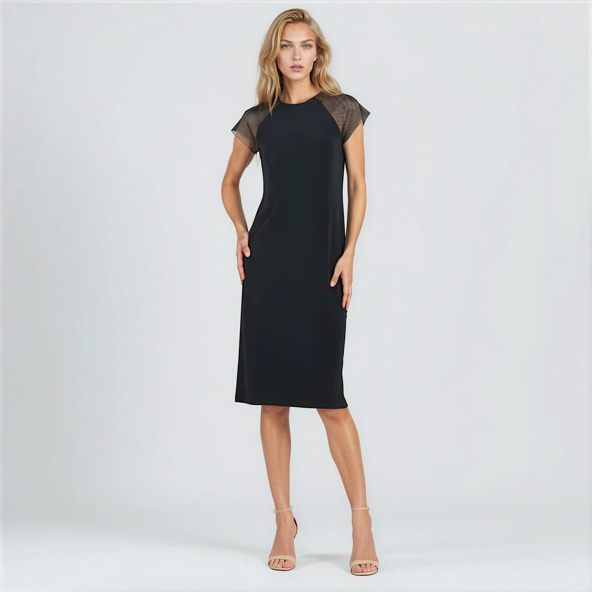 Clara Sunwoo Everyday - Mesh Cap Sleeve Midi Dress - Black