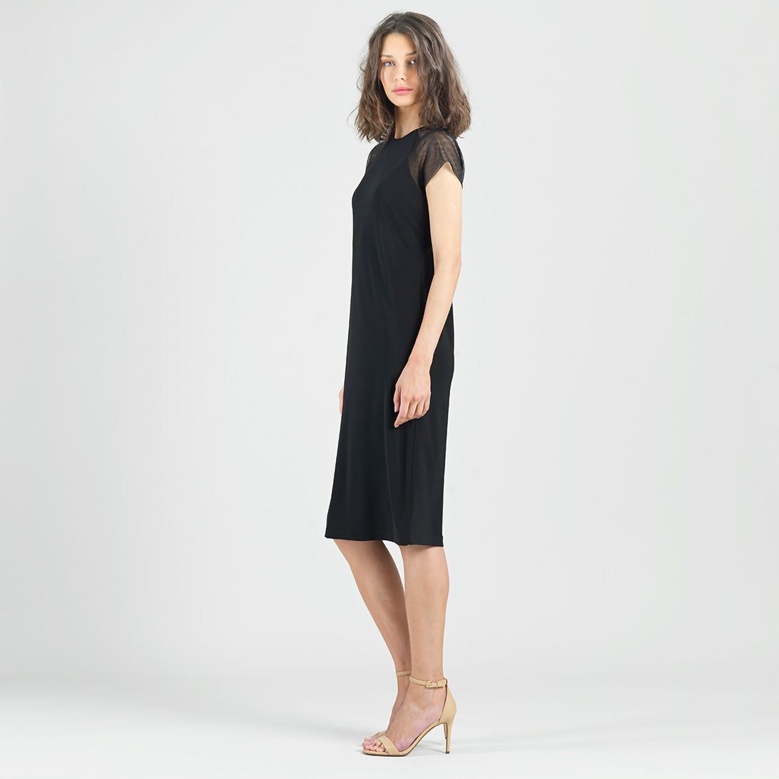 Clara Sunwoo Everyday - Mesh Cap Sleeve Midi Dress - Black