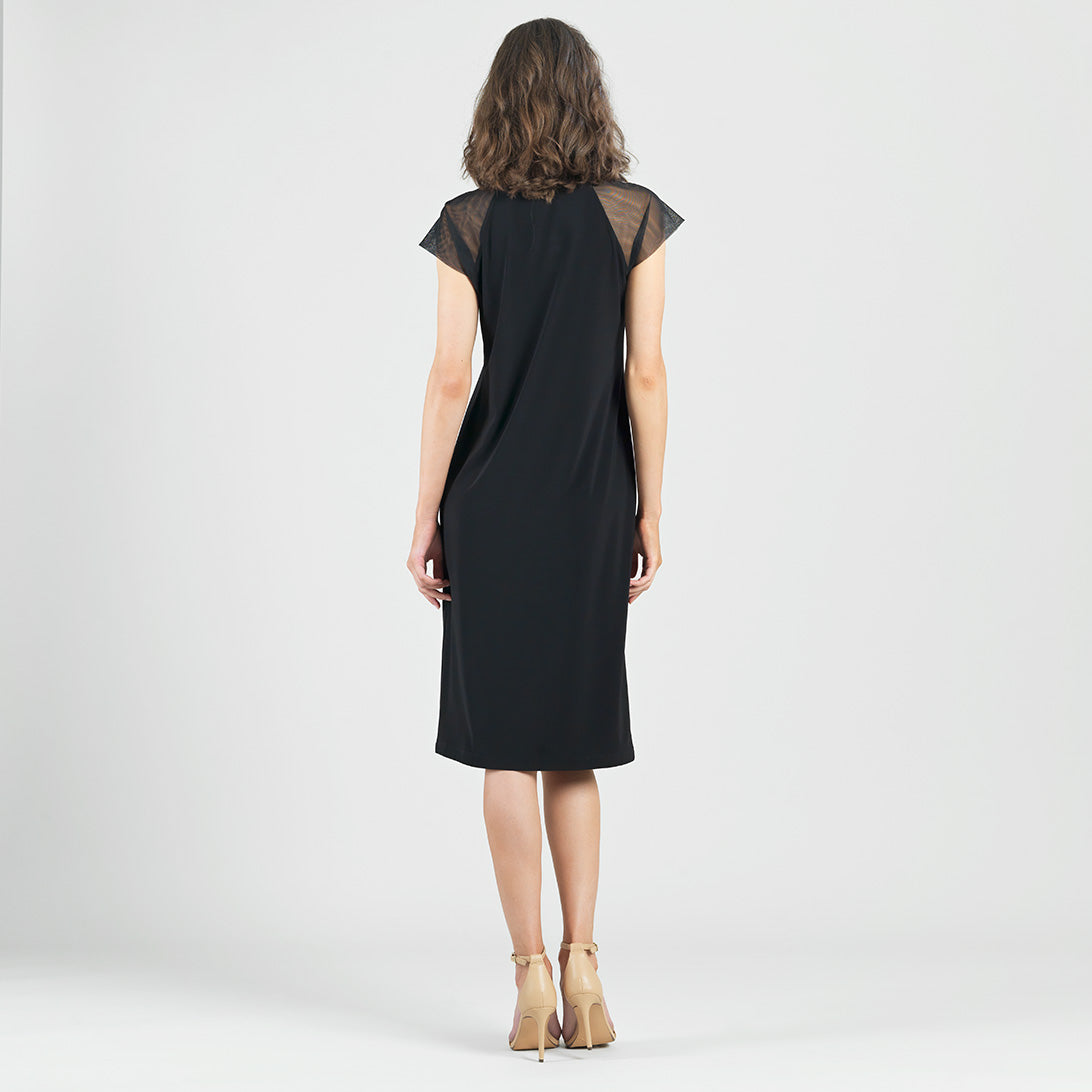 Clara Sunwoo Everyday - Mesh Cap Sleeve Midi Dress - Black