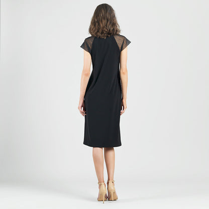 Clara Sunwoo Everyday - Mesh Cap Sleeve Midi Dress - Black
