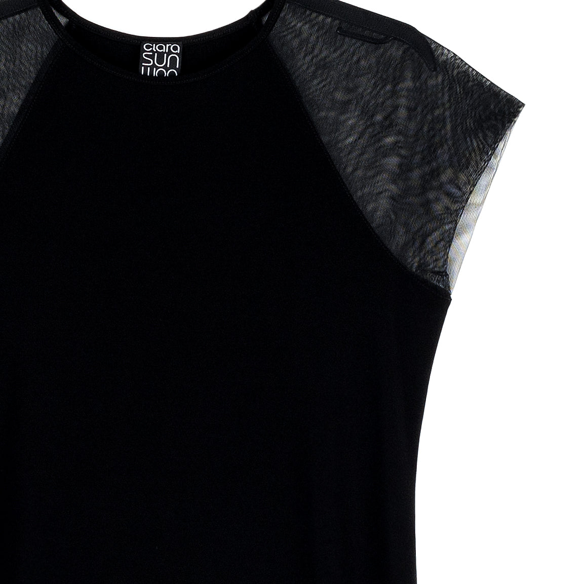 Clara Sunwoo Everyday - Mesh Cap Sleeve Midi Dress - Black