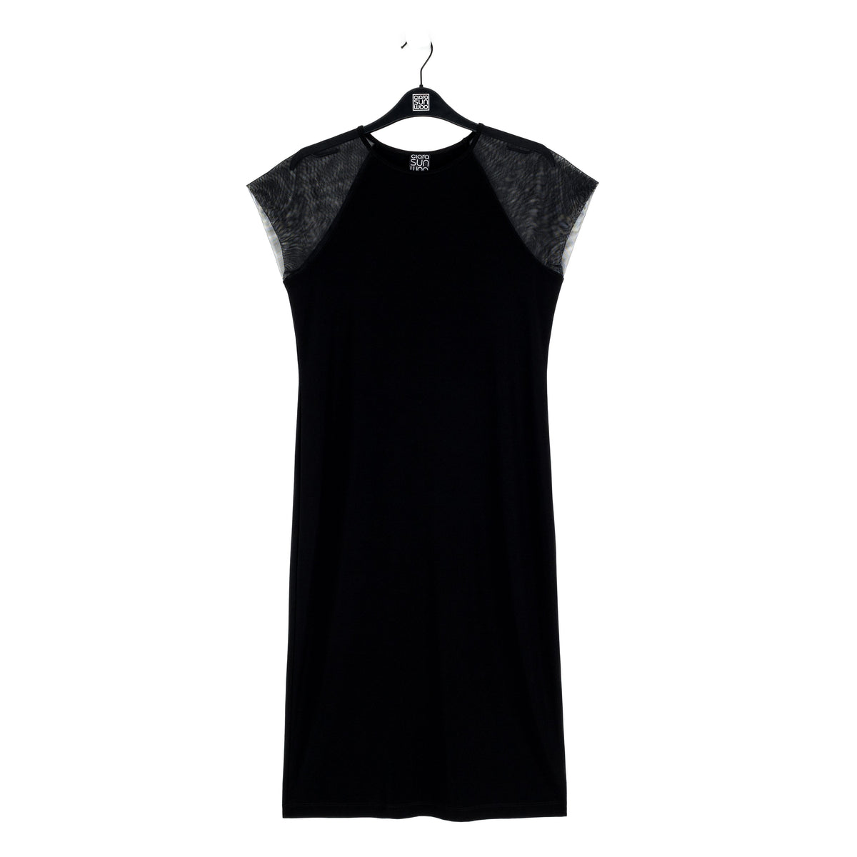 Clara Sunwoo Everyday - Mesh Cap Sleeve Midi Dress - Black