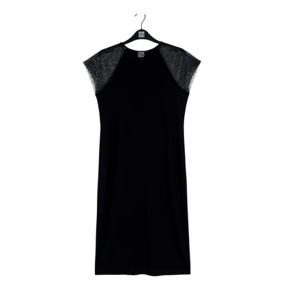 Clara Sunwoo Everyday - Mesh Cap Sleeve Midi Dress - Black