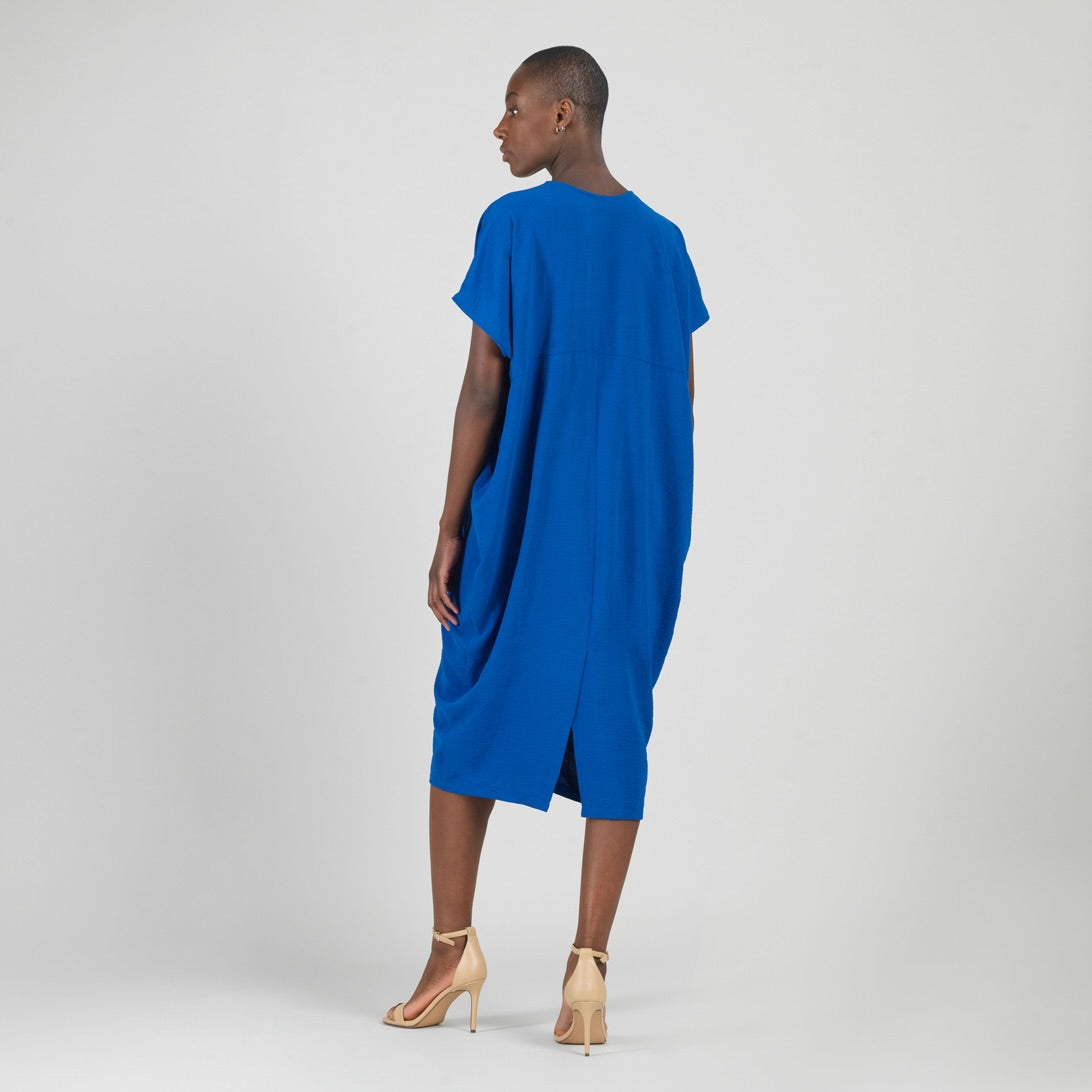 Clara Sunwoo Classic - Textured Rayon - Caftan Pocket Dress - Cobalt - Final Sale