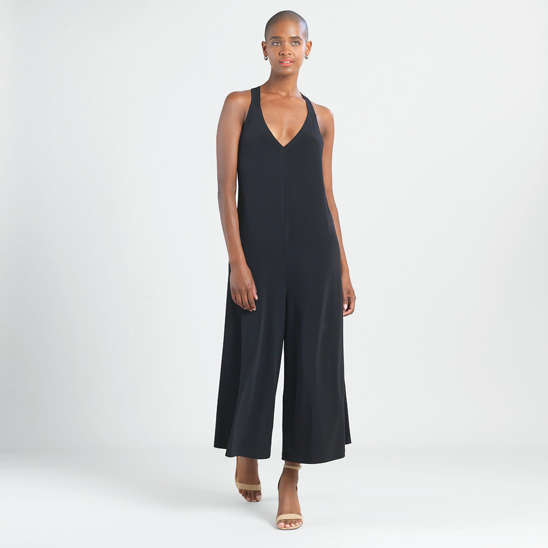 Clara Sunwoo Recommended - V-Neck Cross Back Jumpsuit - Black - Final Sale