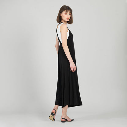 Clara Sunwoo Recommended - V-Neck Cross Back Jumpsuit - Black - Final Sale