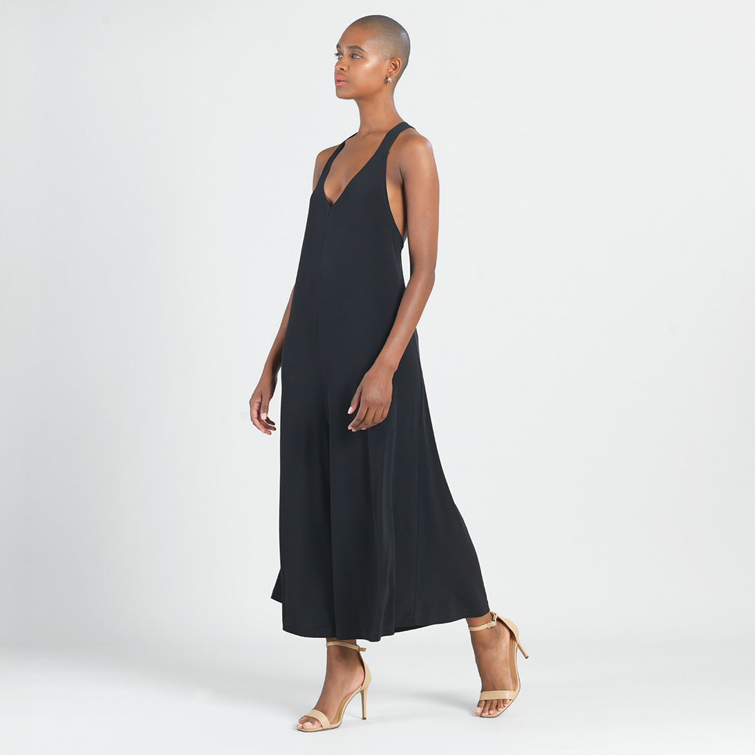 Clara Sunwoo Recommended - V-Neck Cross Back Jumpsuit - Black - Final Sale