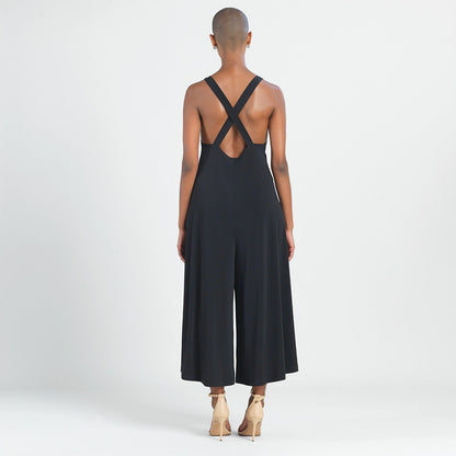 Clara Sunwoo Recommended - V-Neck Cross Back Jumpsuit - Black - Final Sale