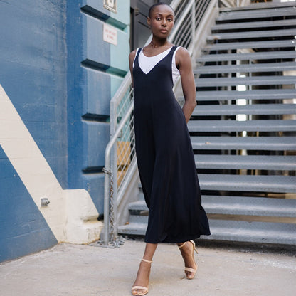 Clara Sunwoo Recommended - V-Neck Cross Back Jumpsuit - Black - Final Sale